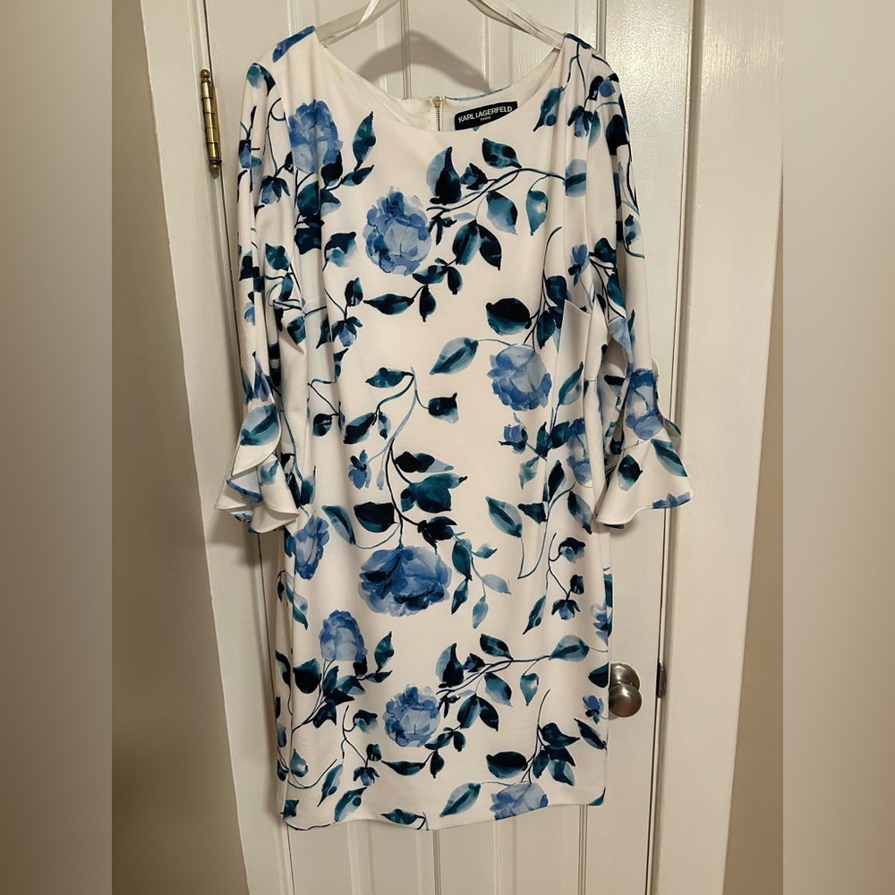 Floral Blue and White Dress